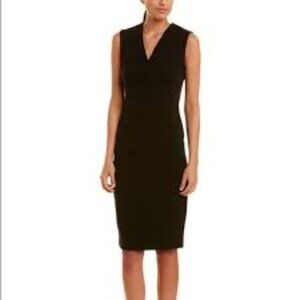 STANDARD JAMES PERSE BLACK V-NECK SLEEVELESS MIDI SHEATH DRESS STYLE WHTP6378